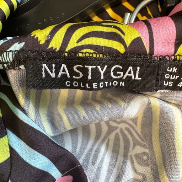 NASTY GAL women's size 4 Satin Zebra print shirt and pajama pants lounge pj set - Picture 15 of 16